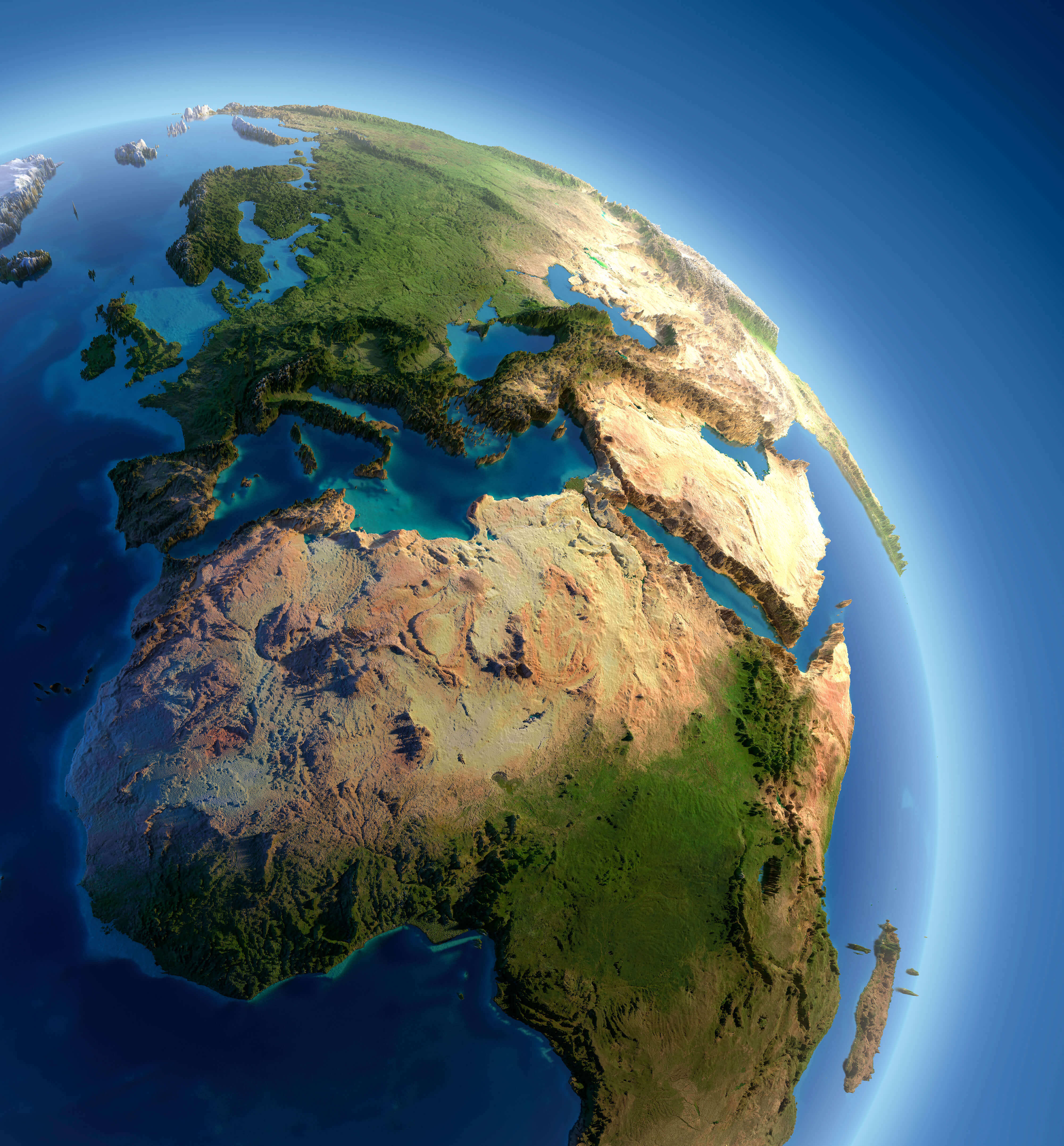 Africa earth high relief map