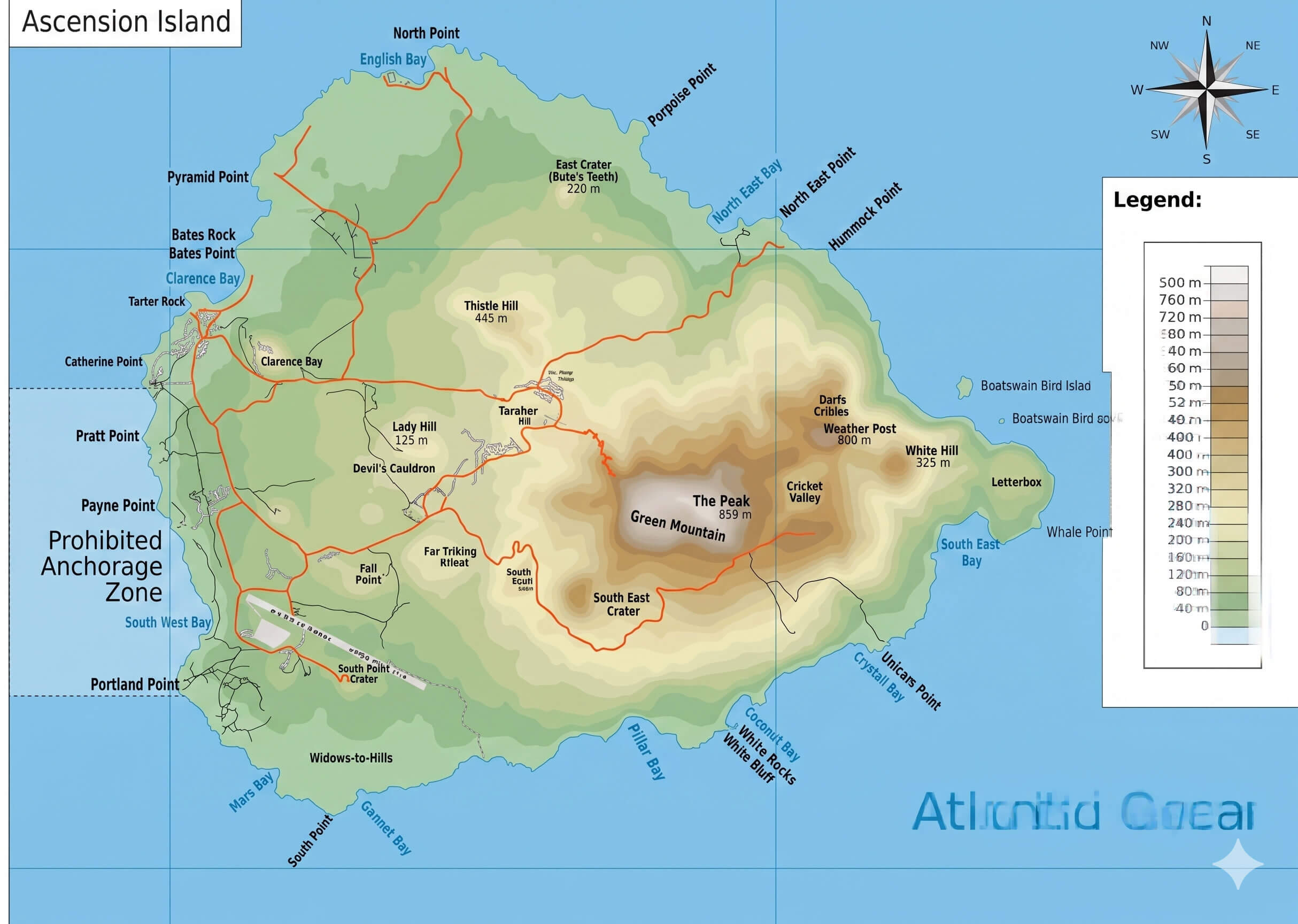 Ascension Island topographic map