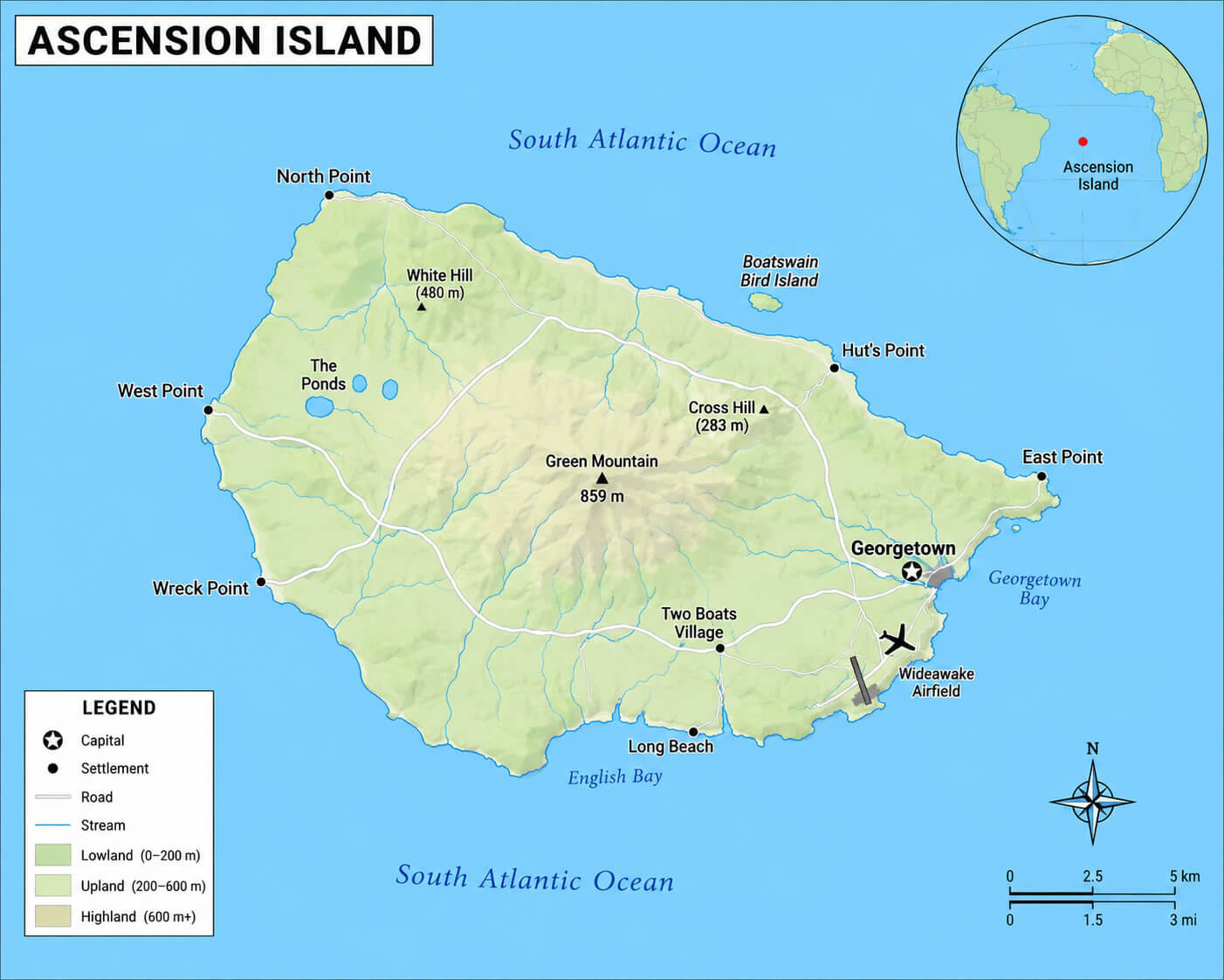 Map of Ascension Island