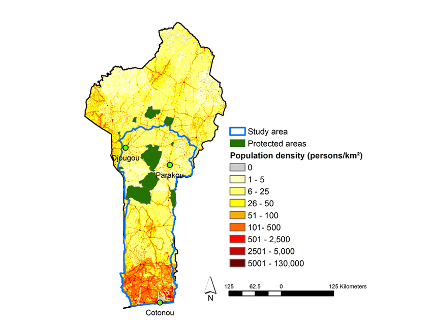 Benin Map 34 Benin population map