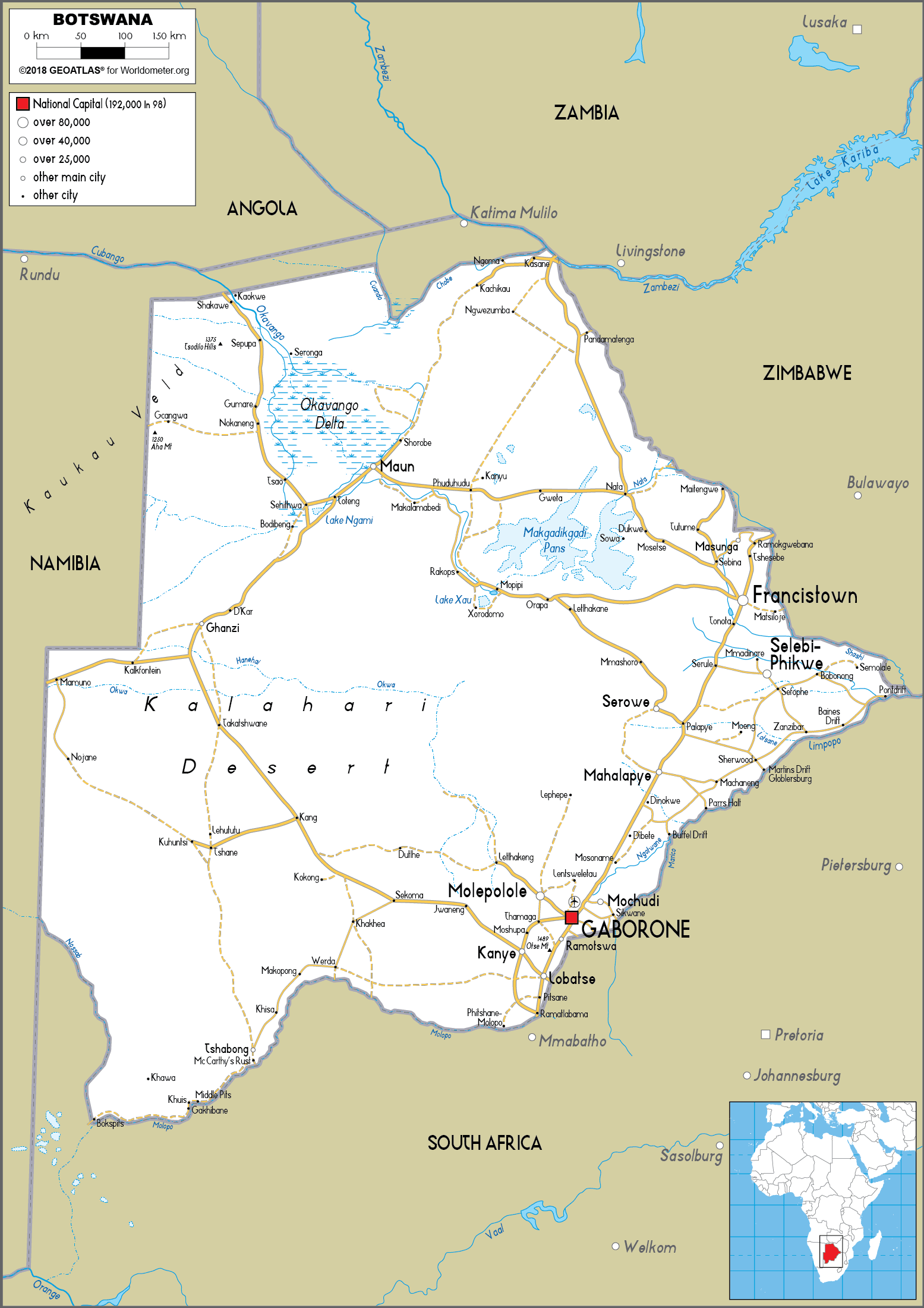 Botswana Map 40 Botswana road map
