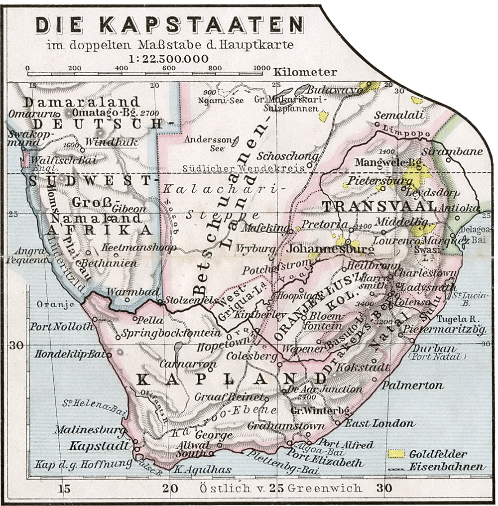 Botswana Map 42 Kapstaaten 1905