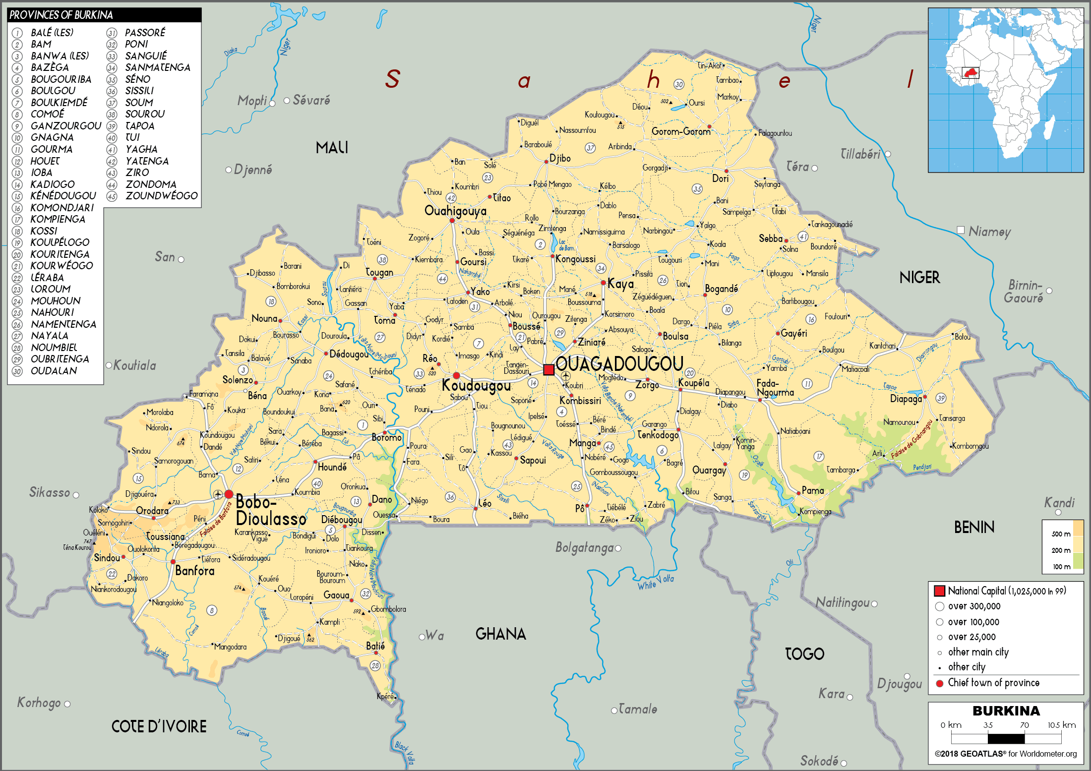 Burkina Faso Map 23 Burkina Faso physical map