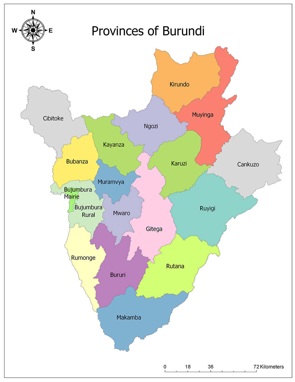 Burundi cities map
