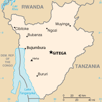 The map of Burundi