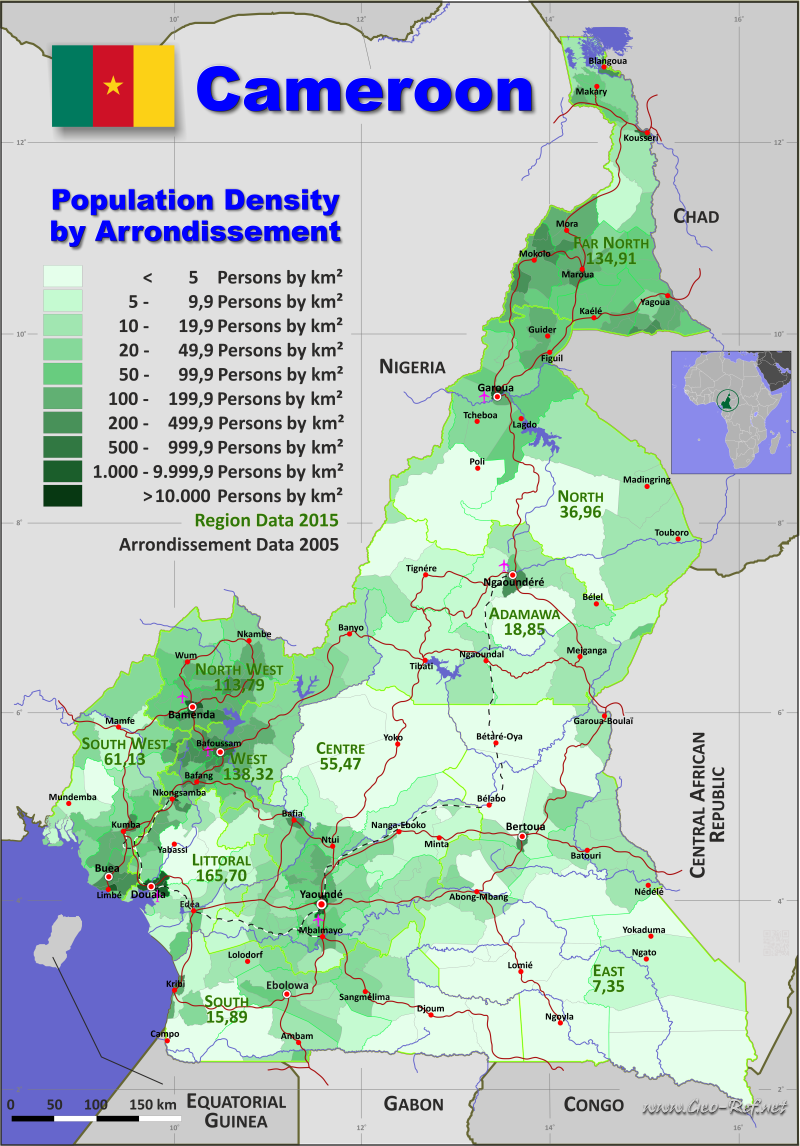 Cameroon population map