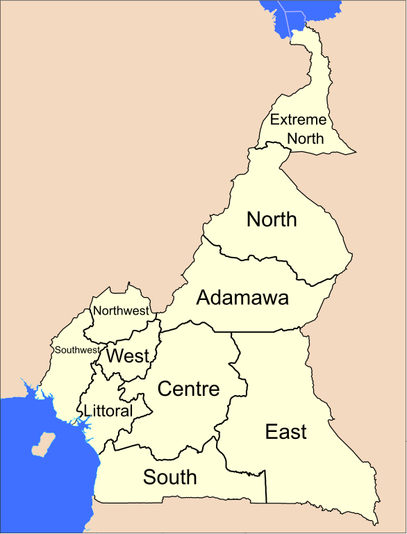 Provinces map of Cameroon