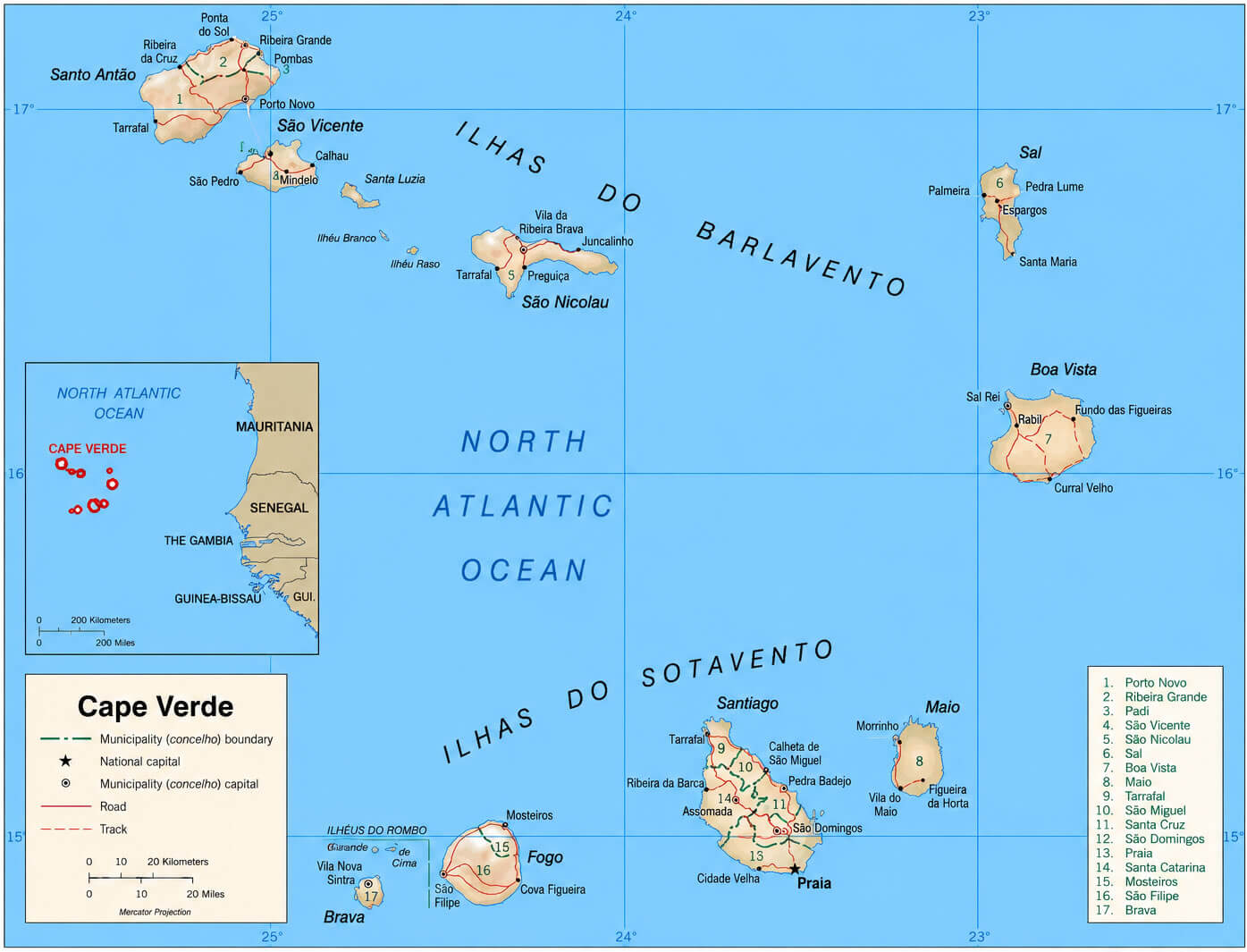 Cape Verde administrative map