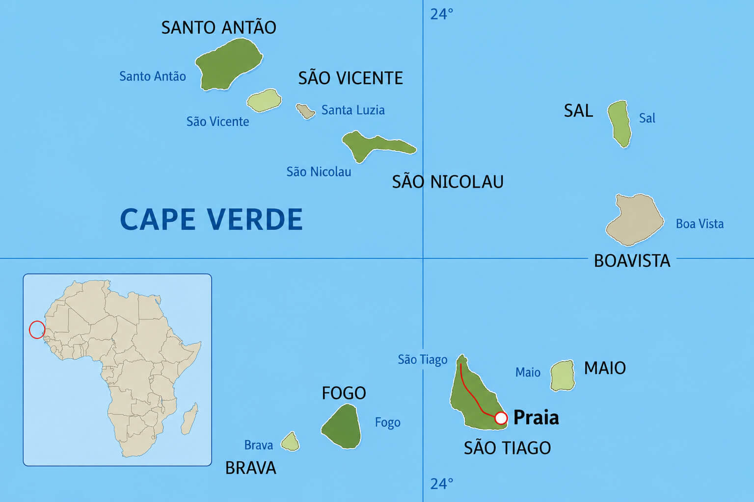 Cape Verde regions map