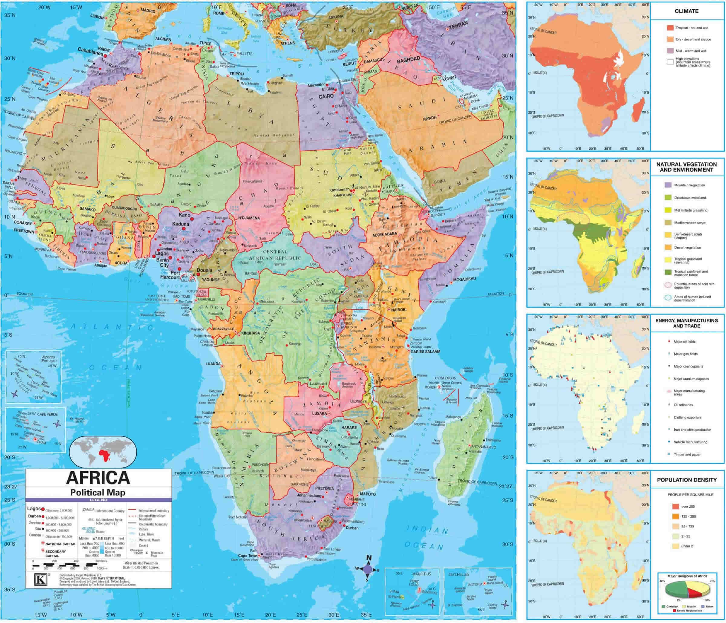 Africa political cities map