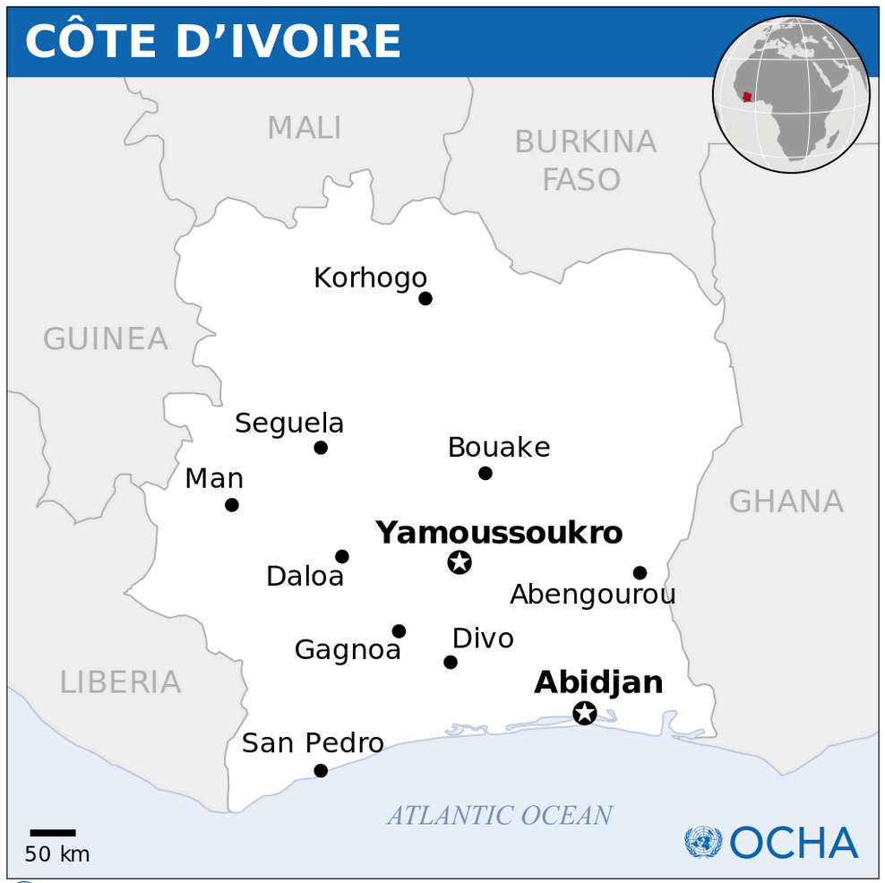 Cote d'Ivoire location map