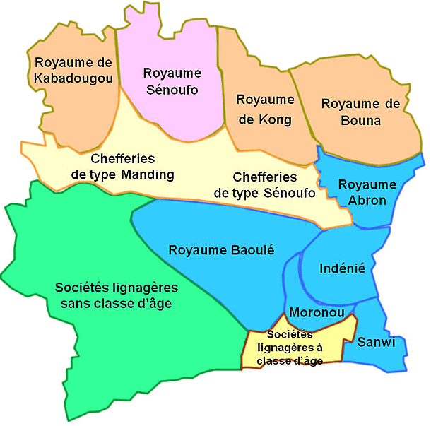 Cote d'Ivoire regions map