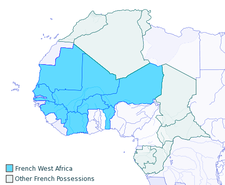 French West Africa 1913 and Ivory Coast map