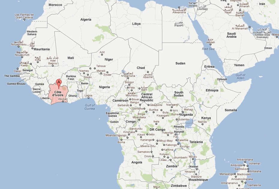 Map of Ivory Coast africa