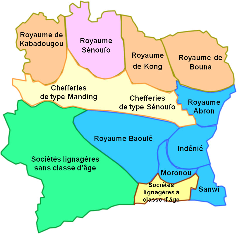 Pre European kingdom and côte d'ivoire map