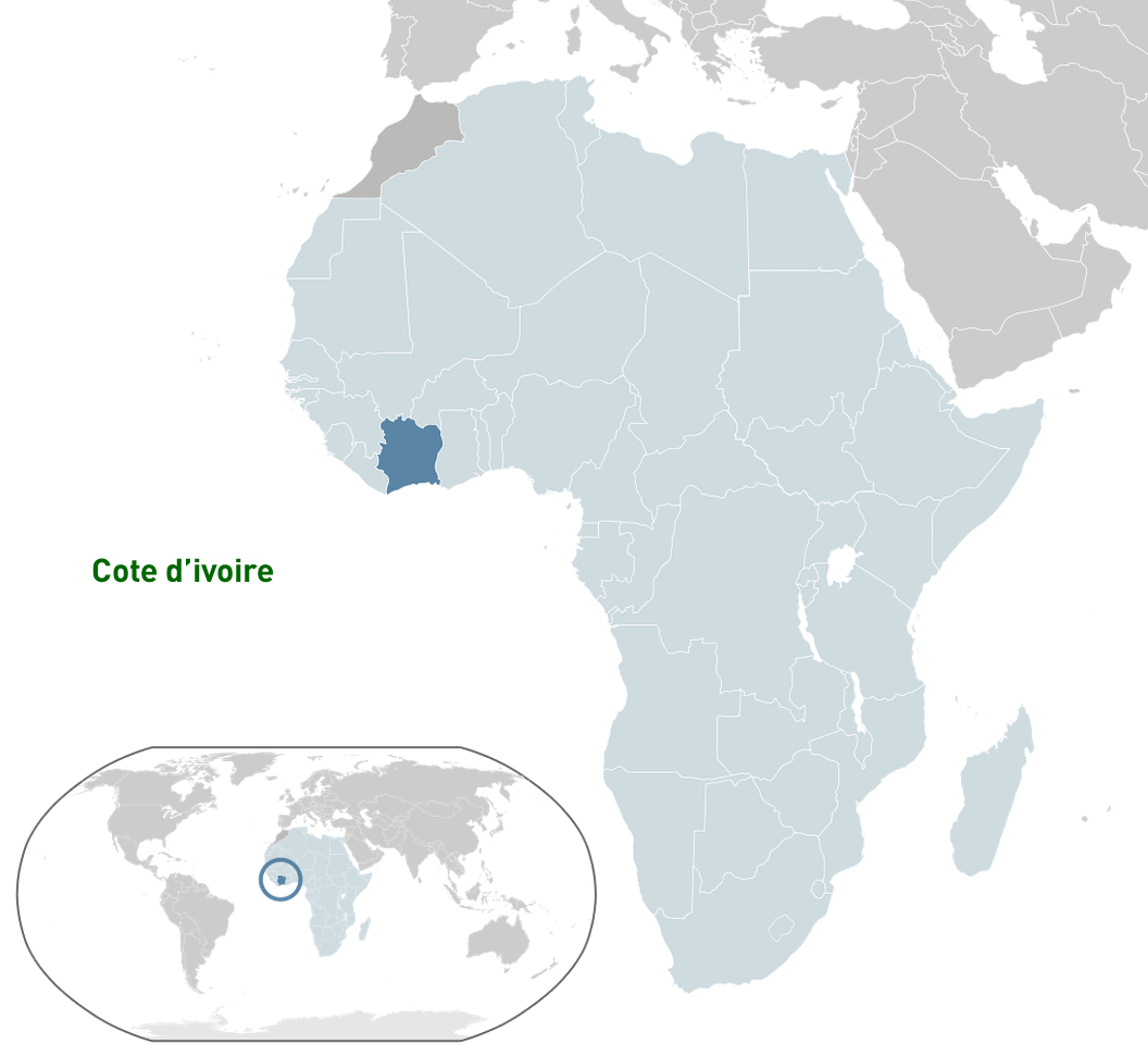 where is cote d'Ivoire on the world map