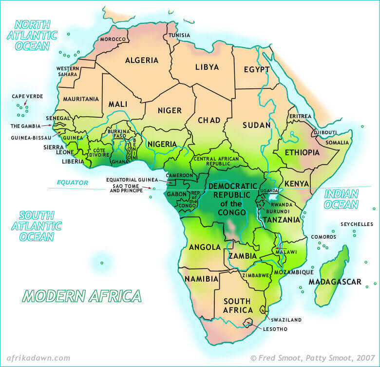 Africa map with countries borders