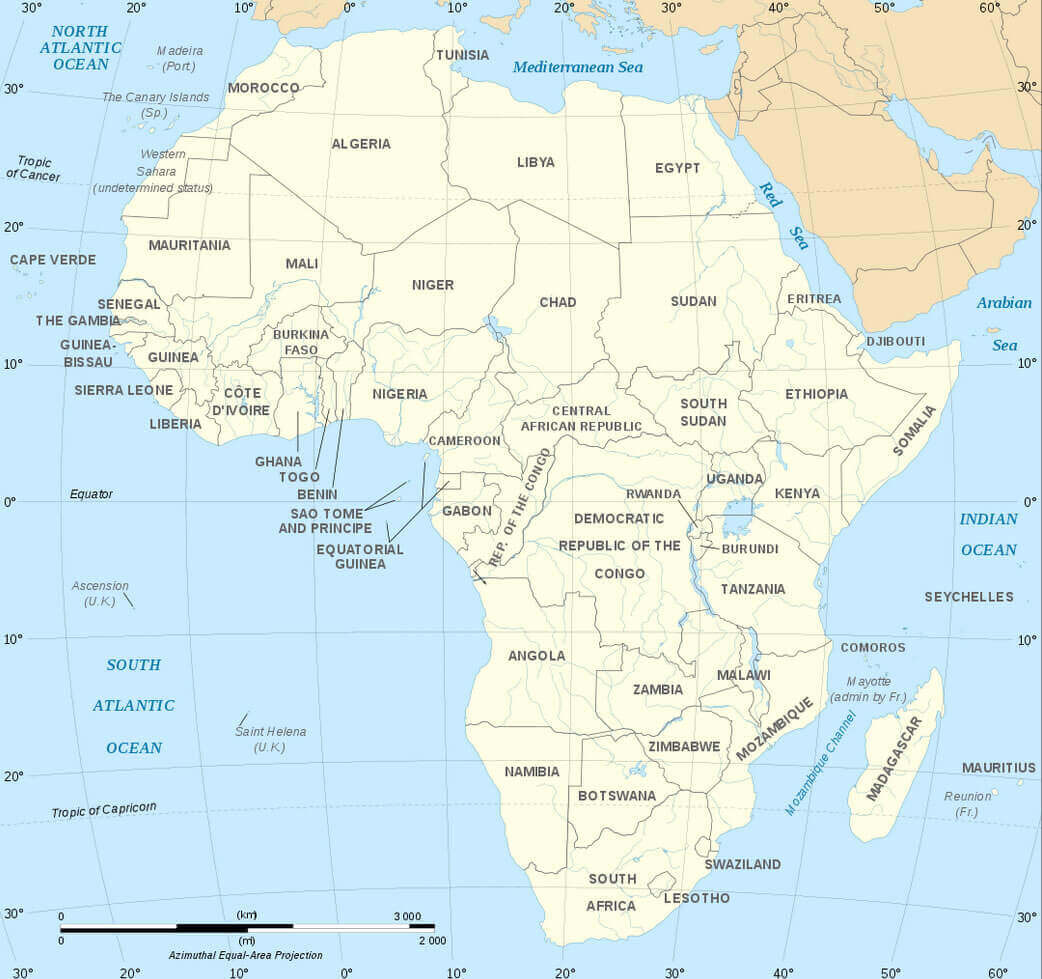 African continent countries political map