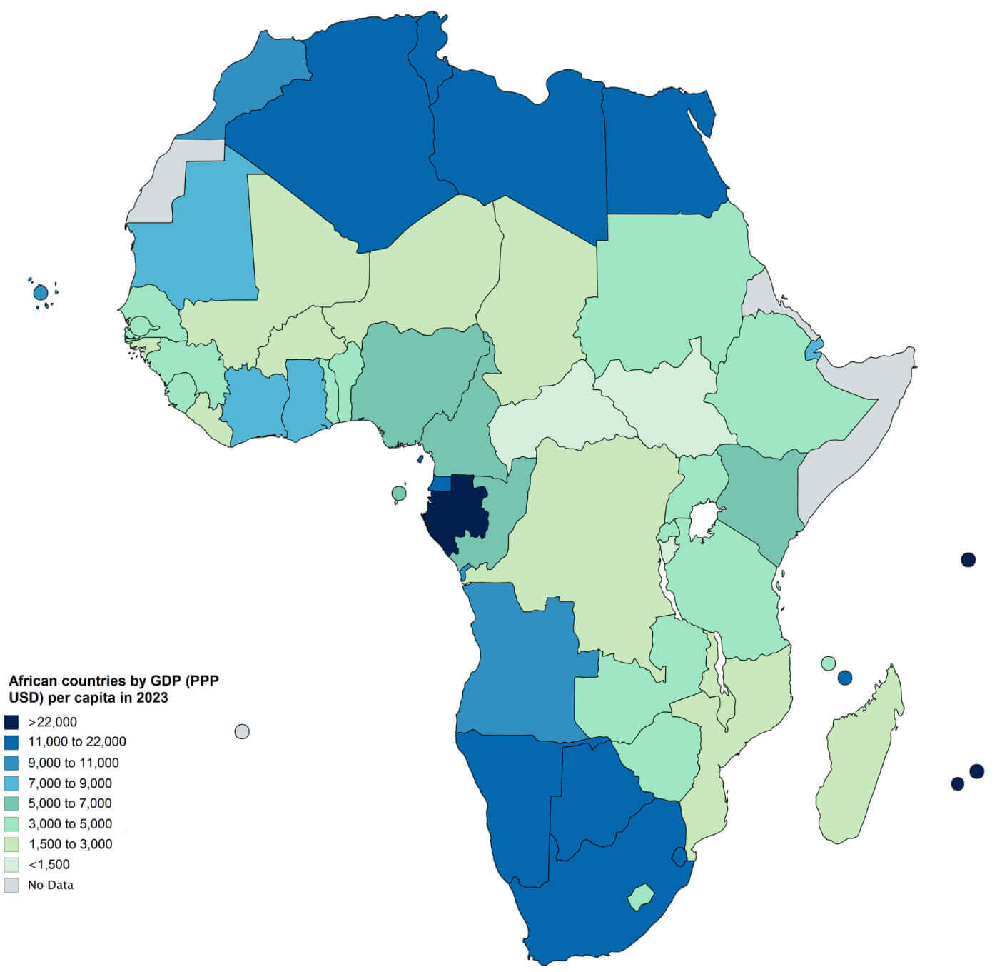 African countries map by GDP