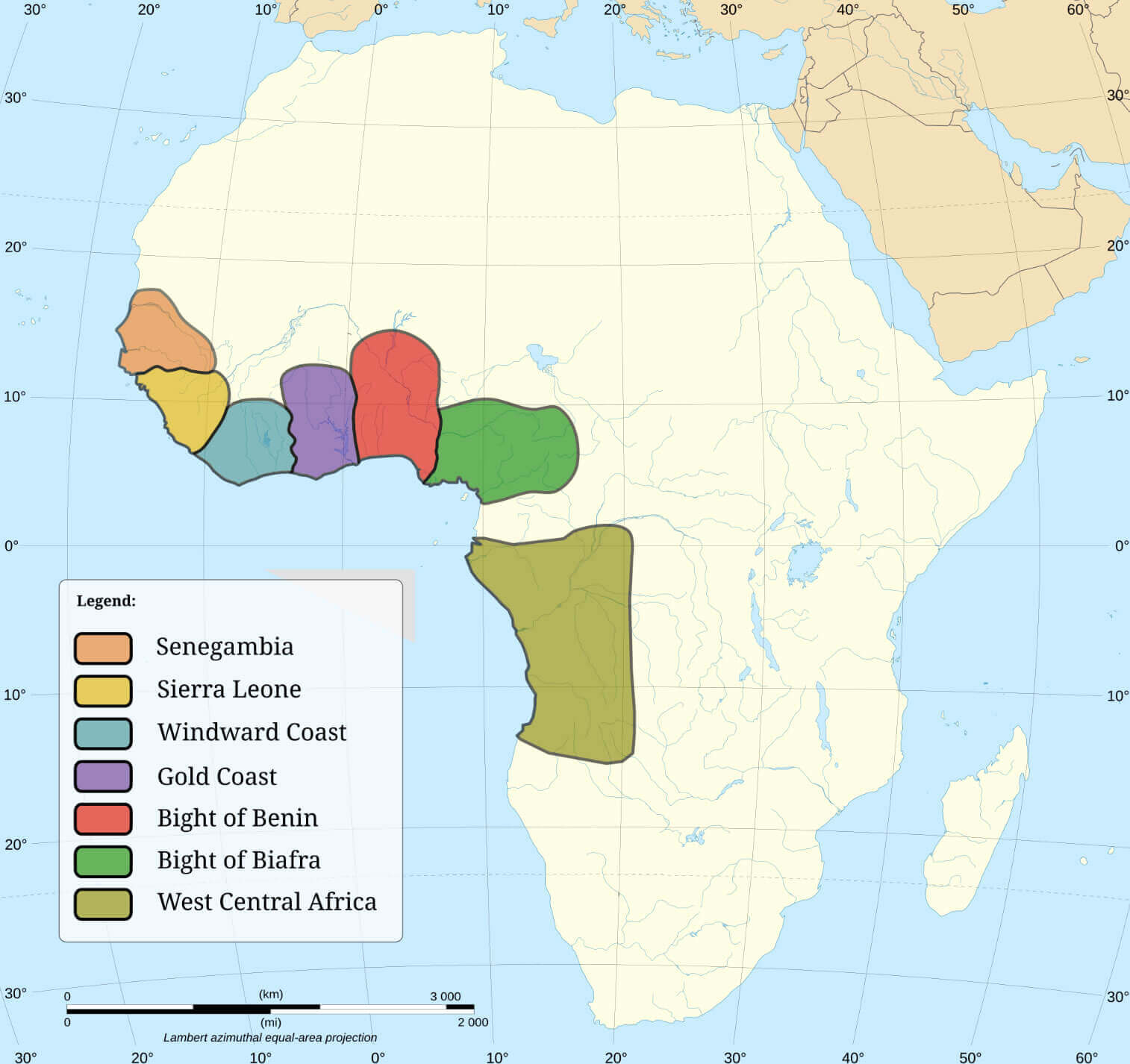 Major slave trading regions of Africa