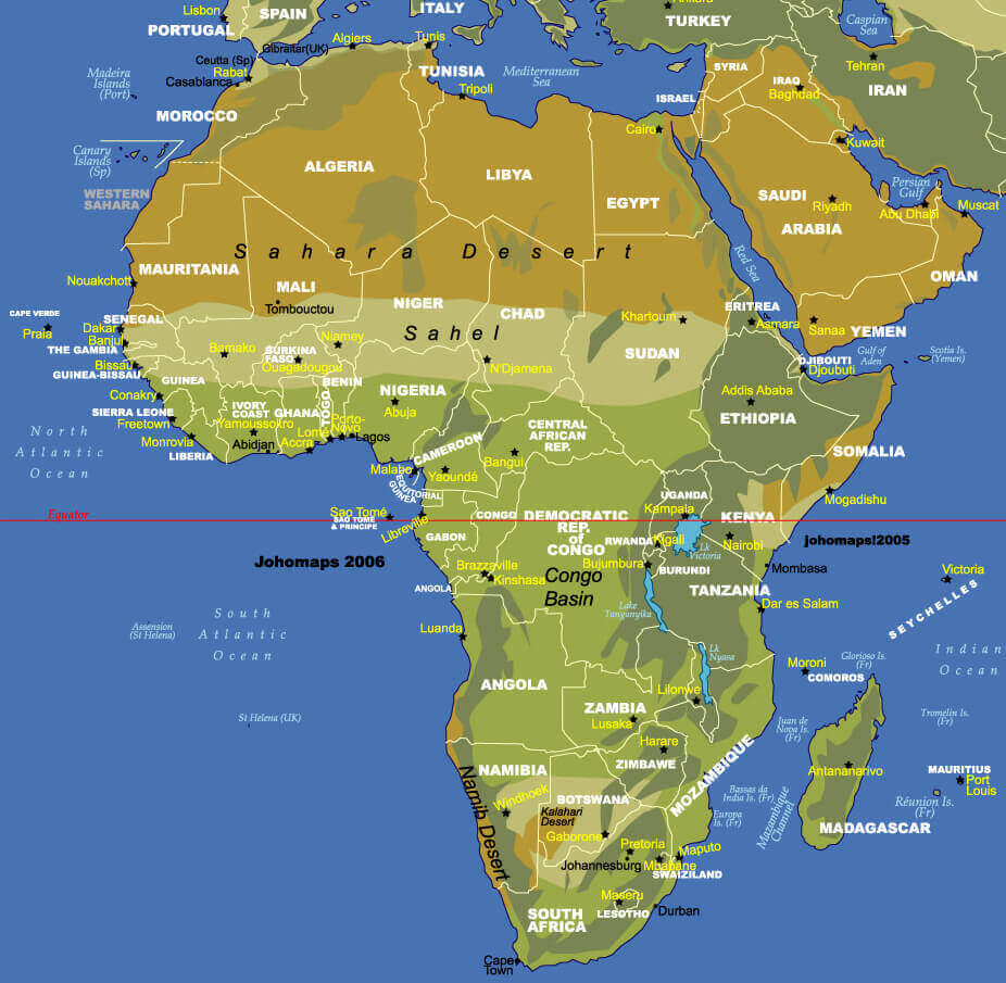 Map of Africa with countries