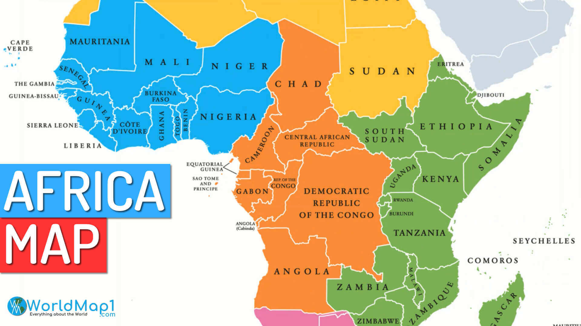 Map of Africa with regional countries