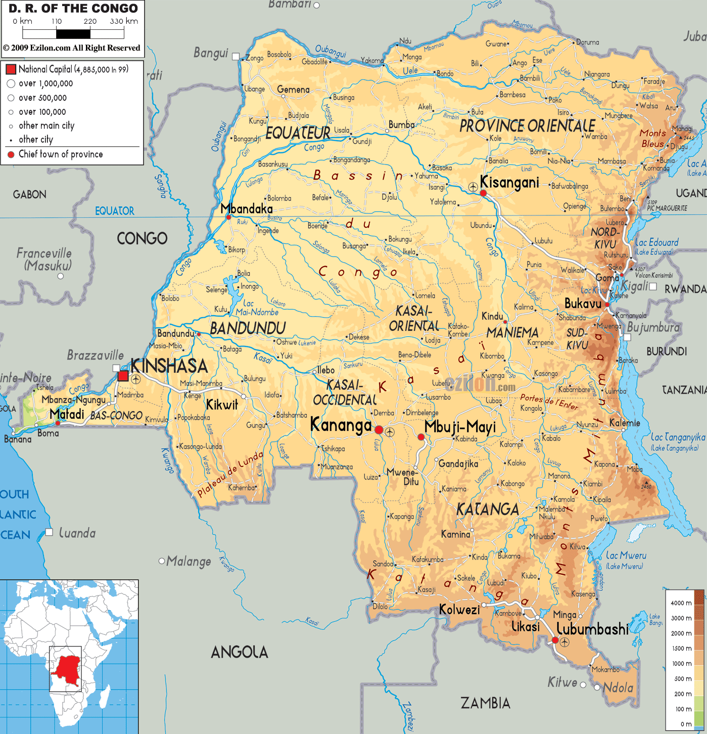 Congo physical map