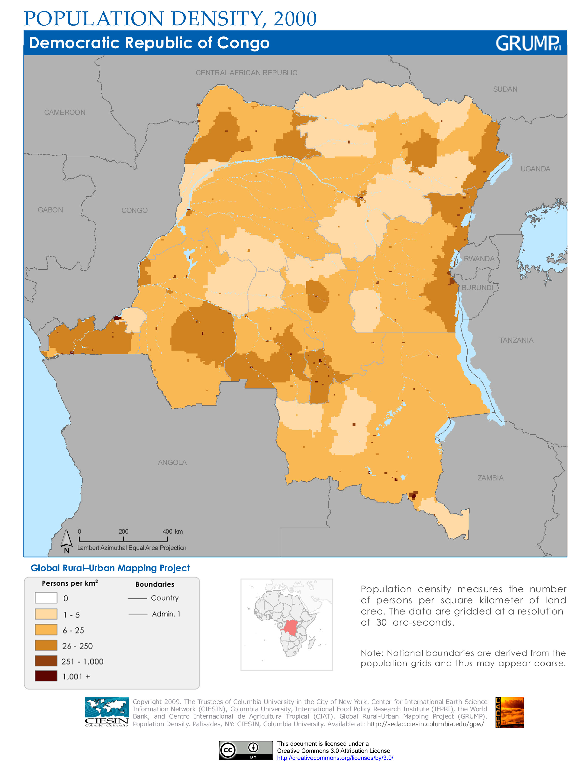 Congo population map