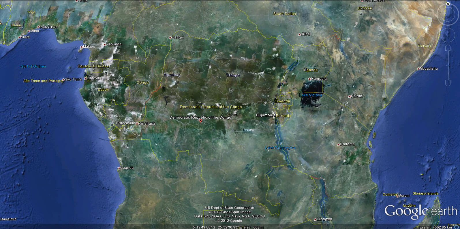 Democratic Republic of Congo Earth Map