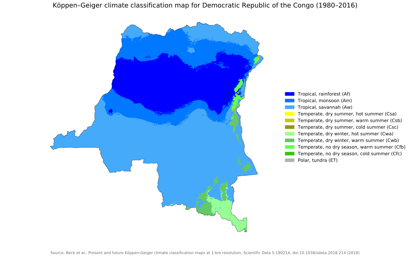 Koppen geiger map cod present