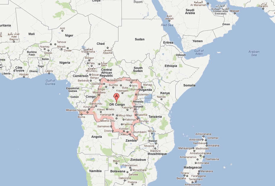 Map of Democratic Republic Congo Africa