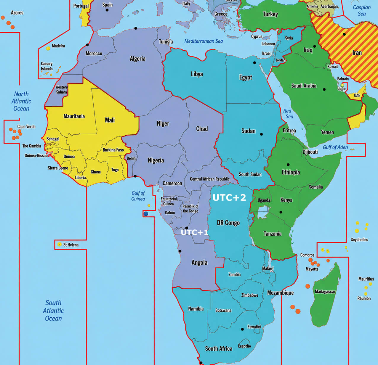 Democratic Republic of the Congo Africa time zones map