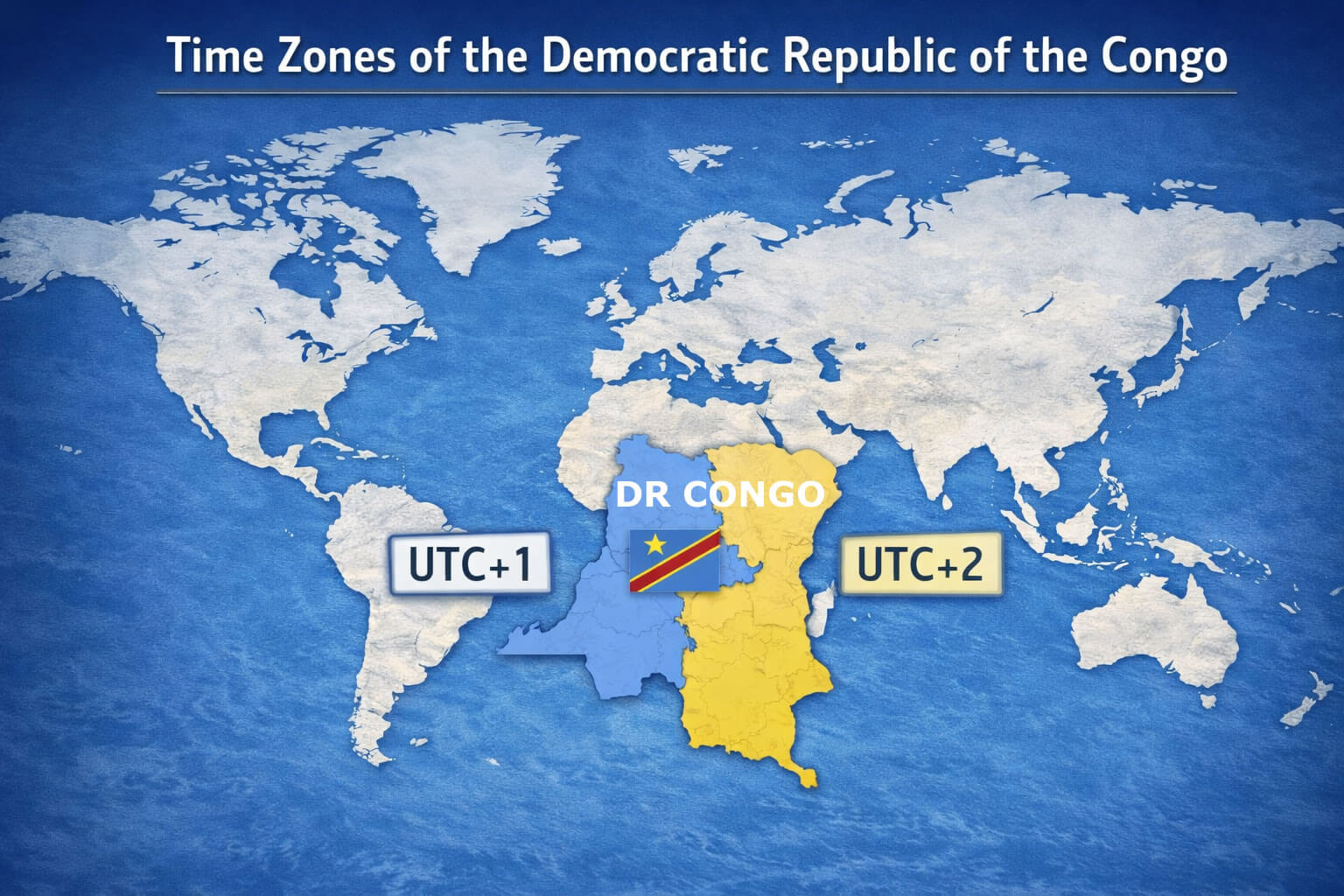 Democratic Republic of the Congo Global time zones map