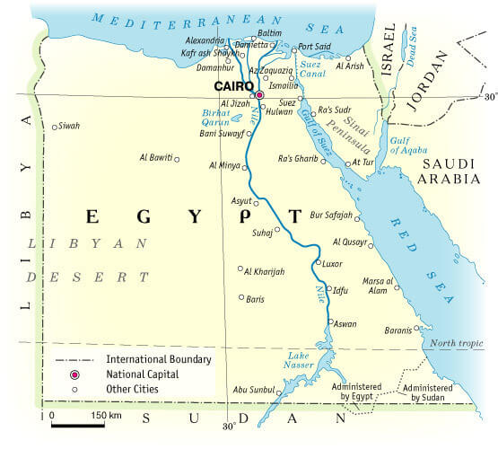 Egypt internatinal boundary map