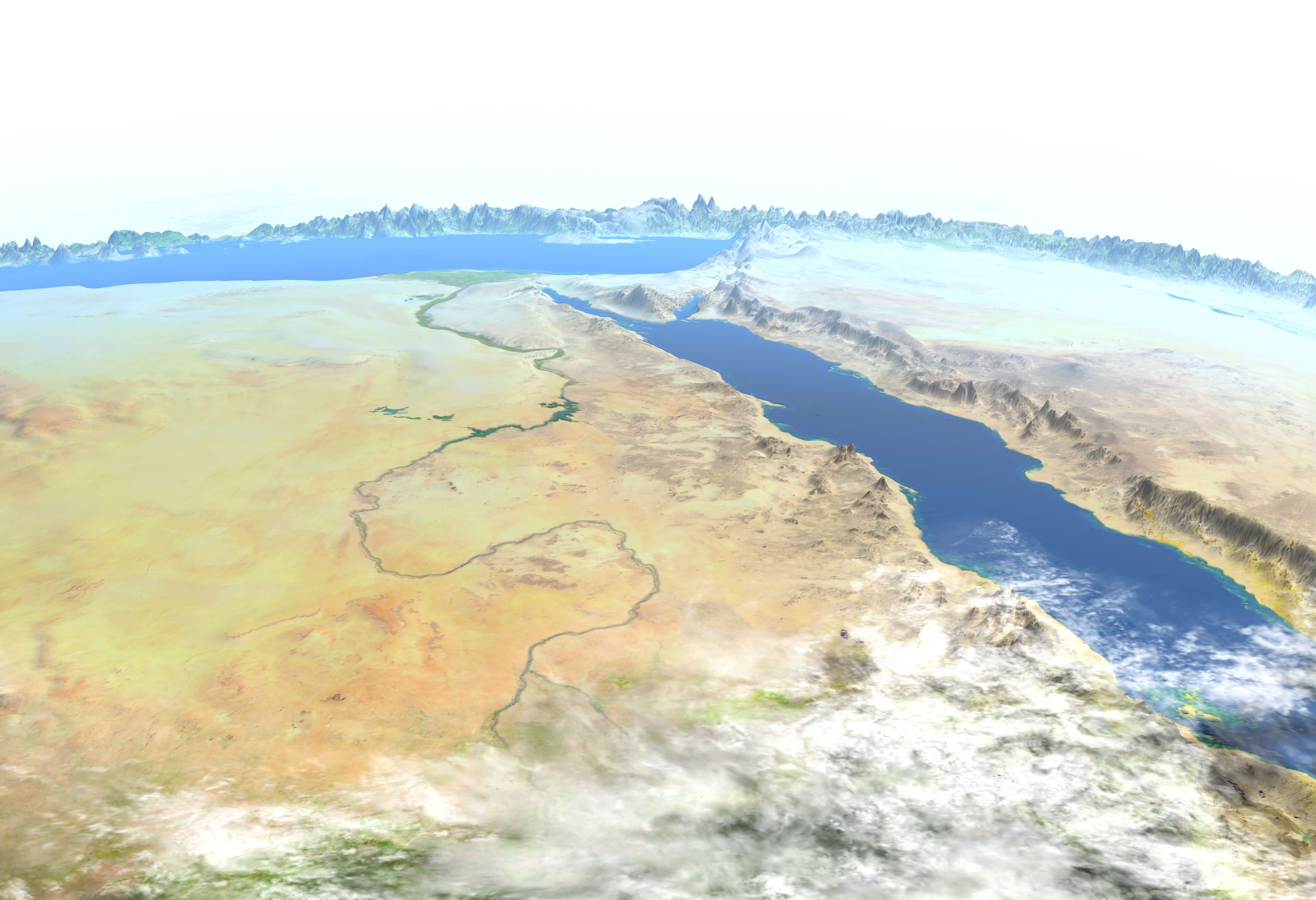 Egypt map with read sea and mountains