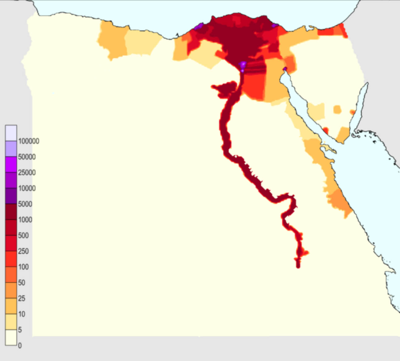 Egypt population density map