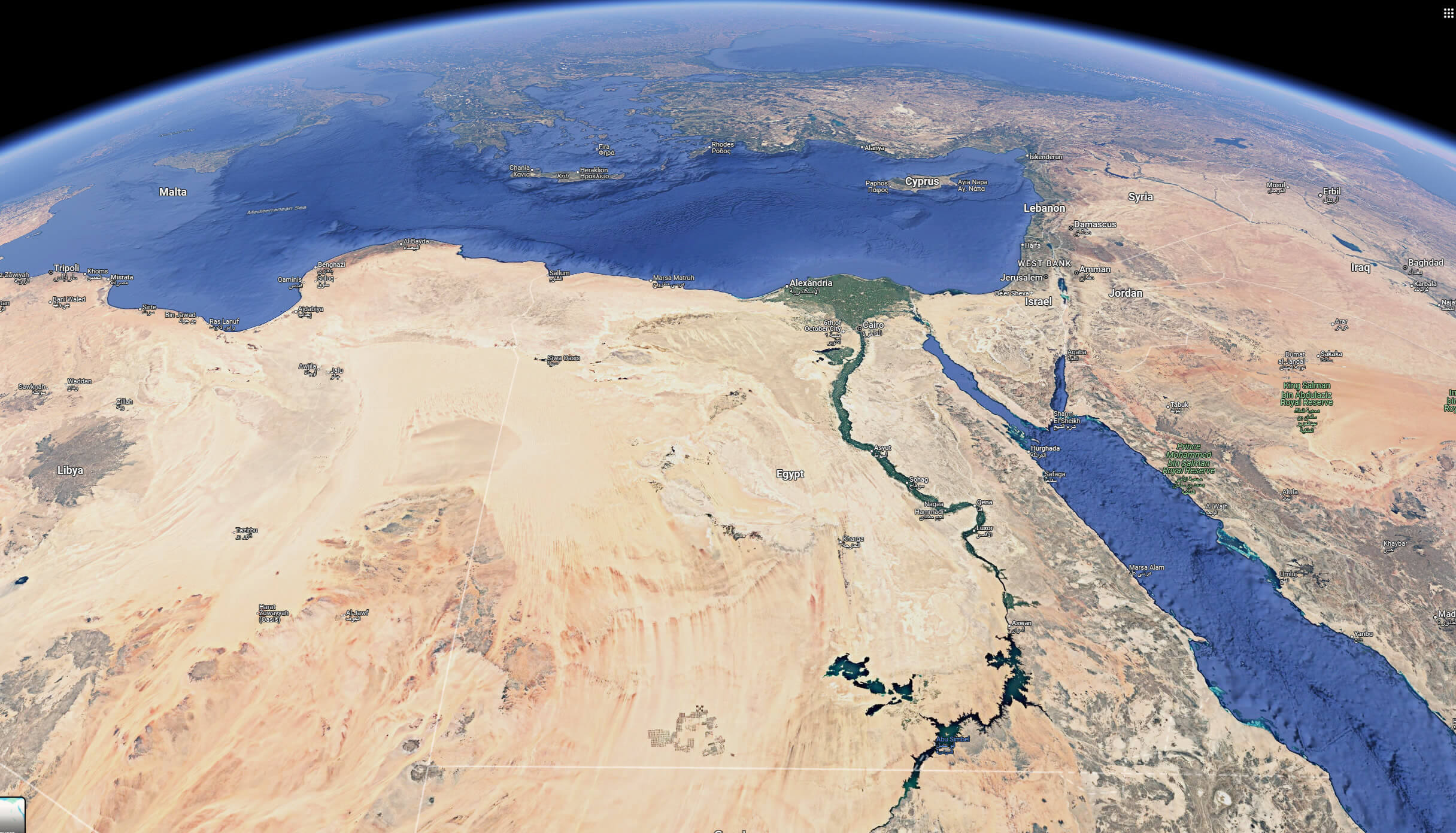 Egypt satellite map from space