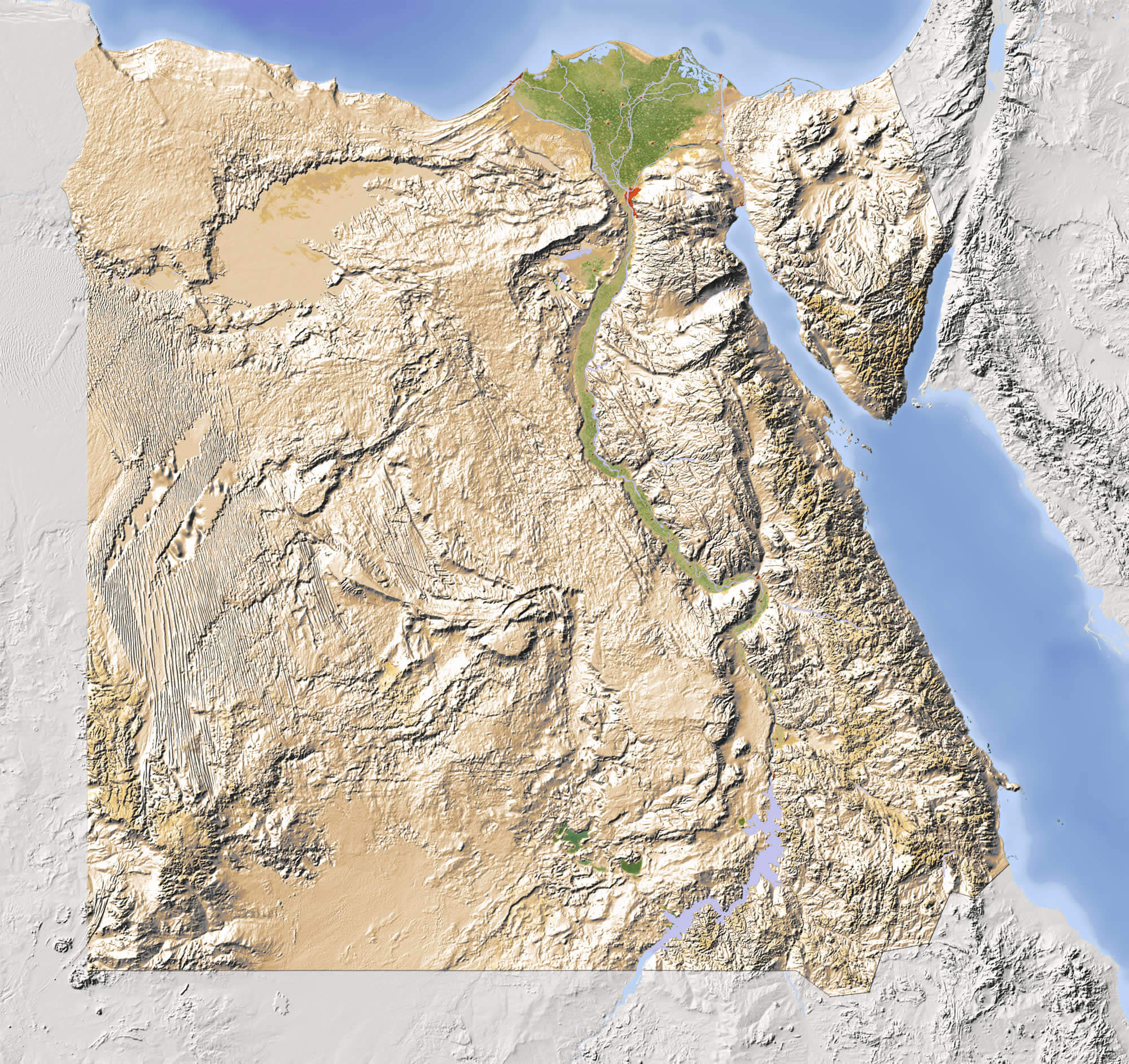 Egypt topography map
