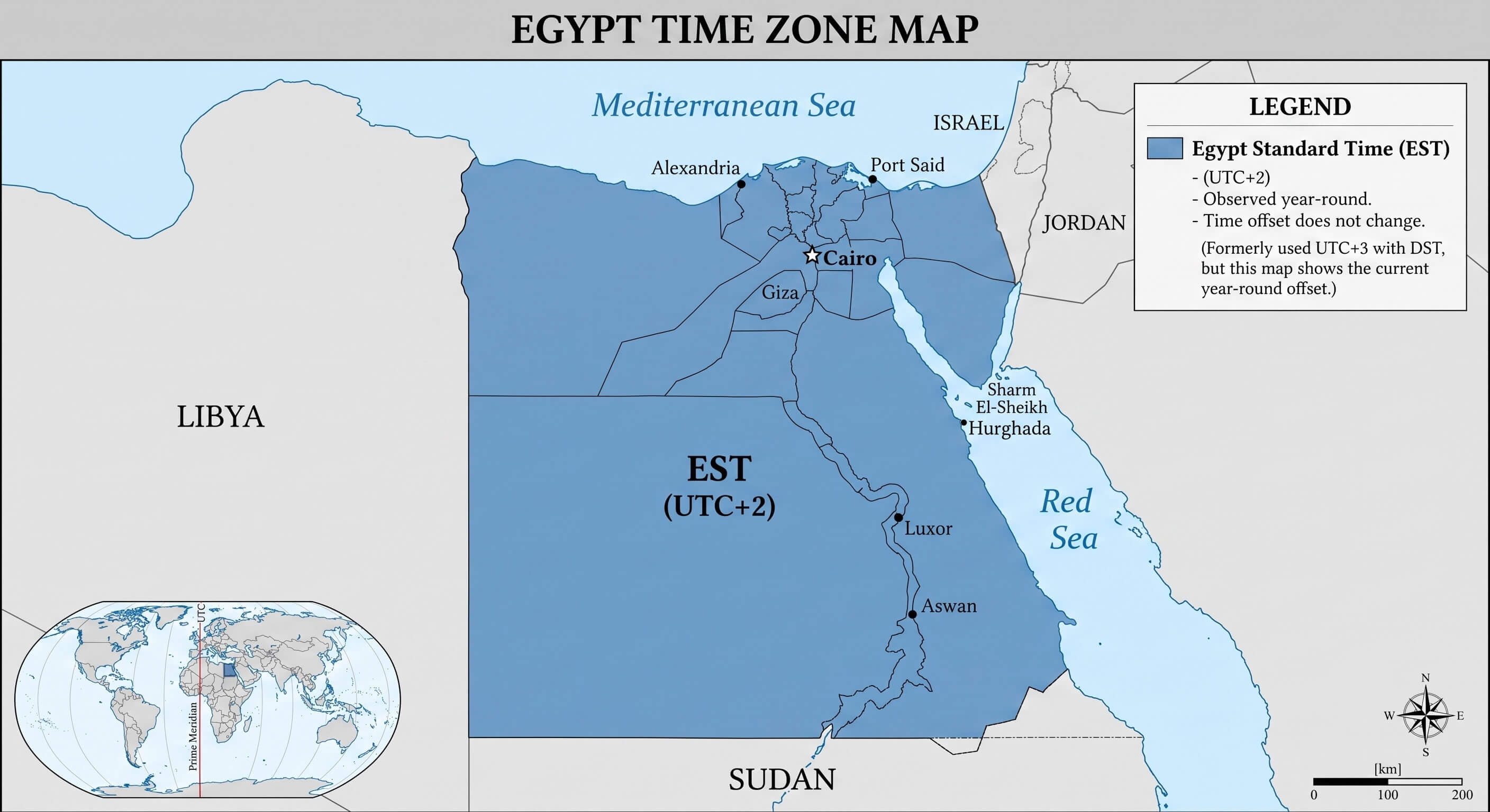 Egypt Time Zone Map 16 Egypt time zone map UTC+2