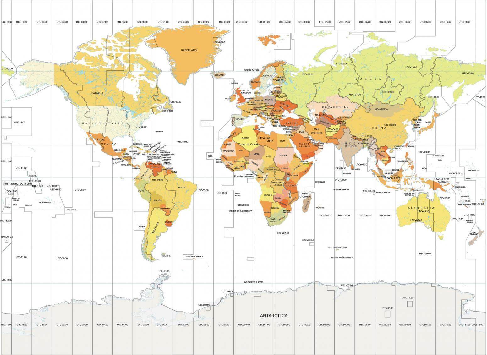 global time zones map with Egypt