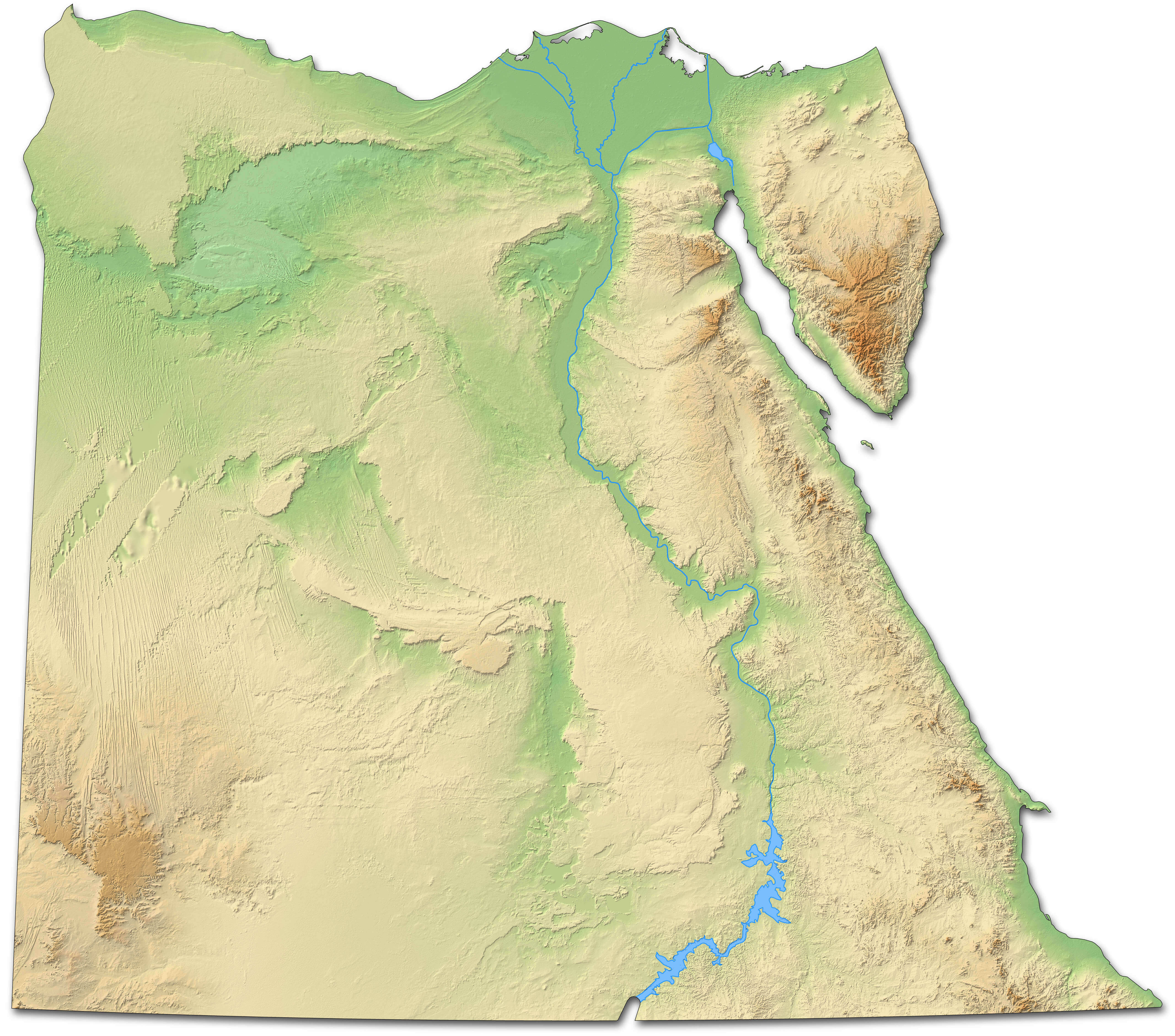 Topography map of Egypt