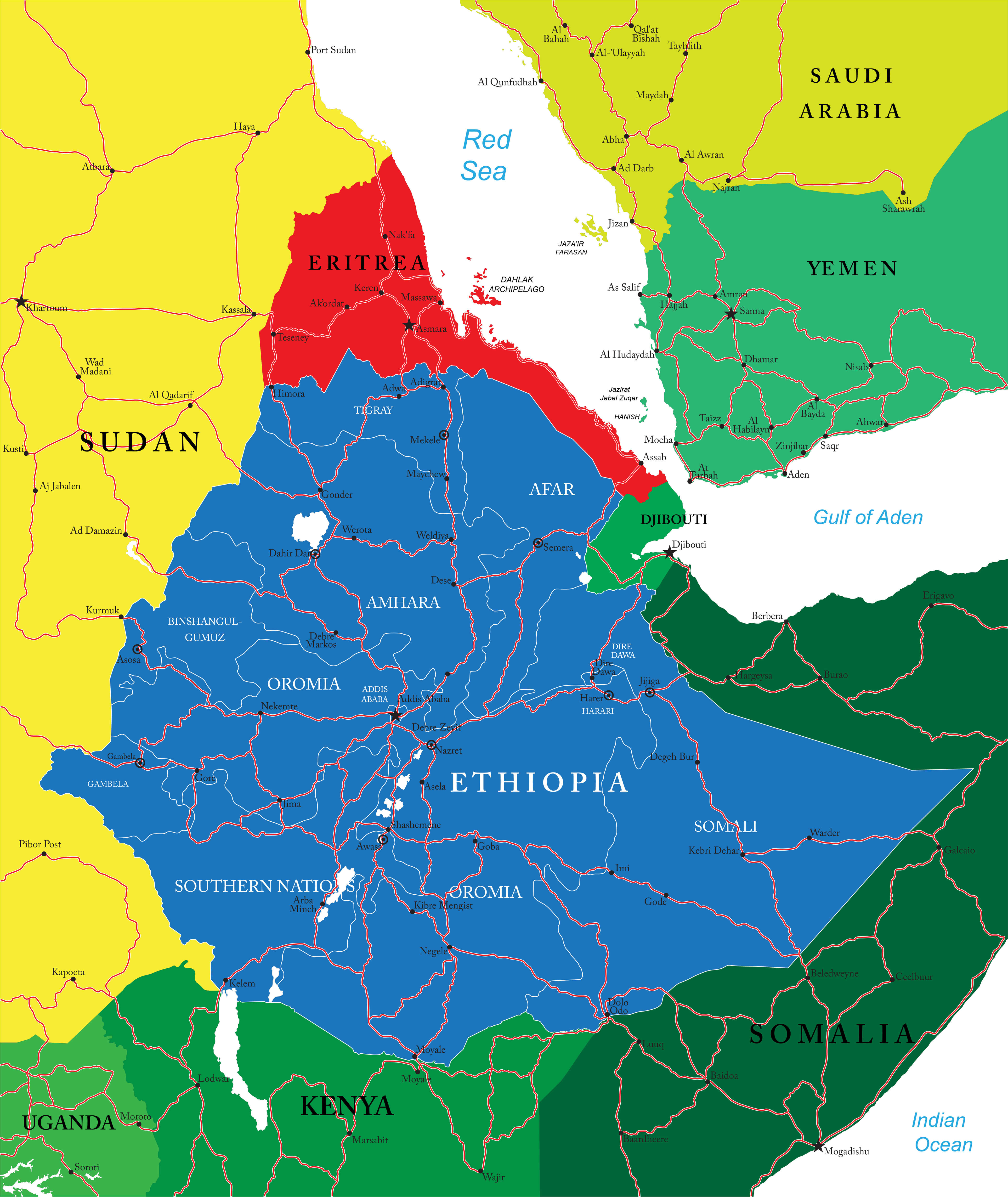 Ethiopia administrative map