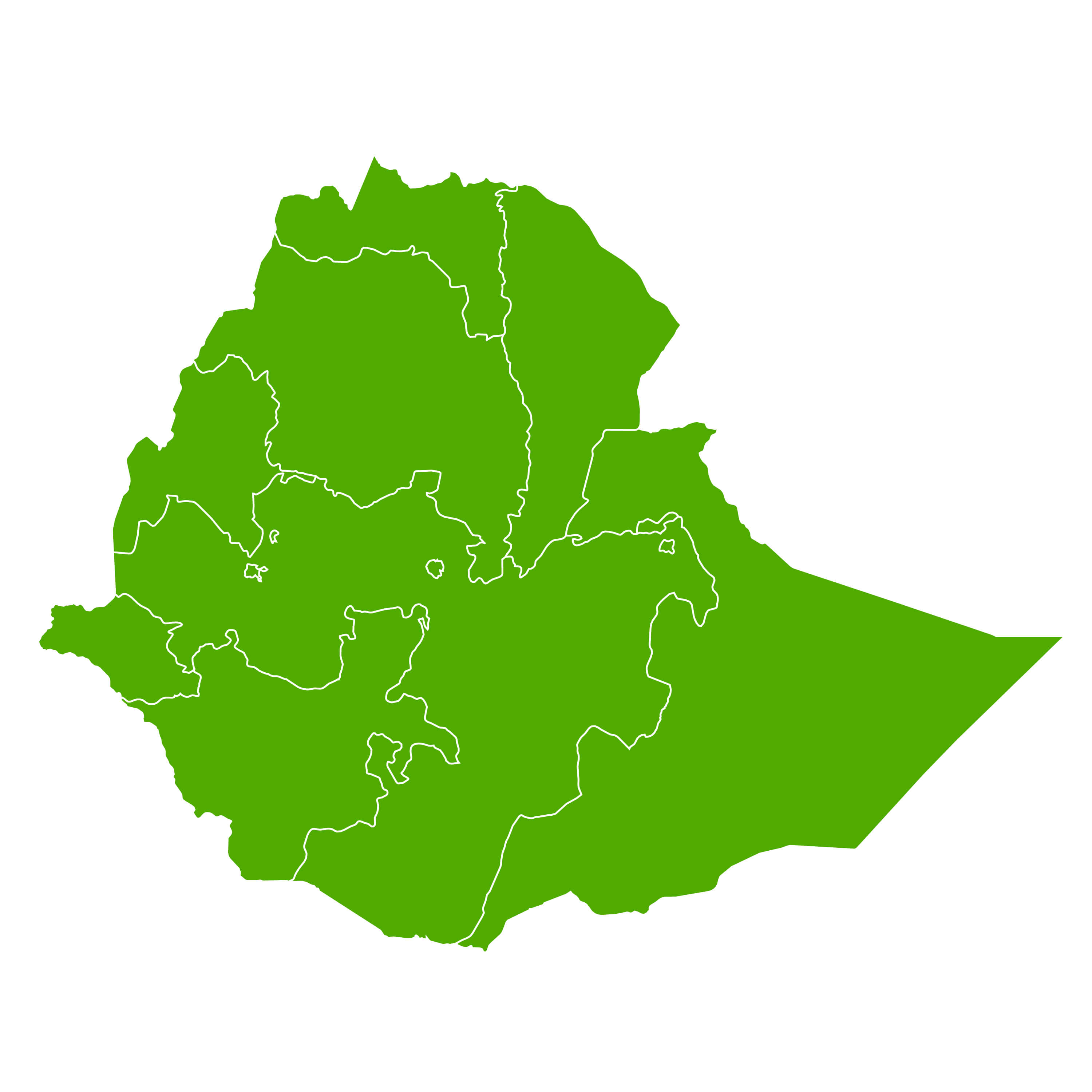 Ethiopia blank map regions