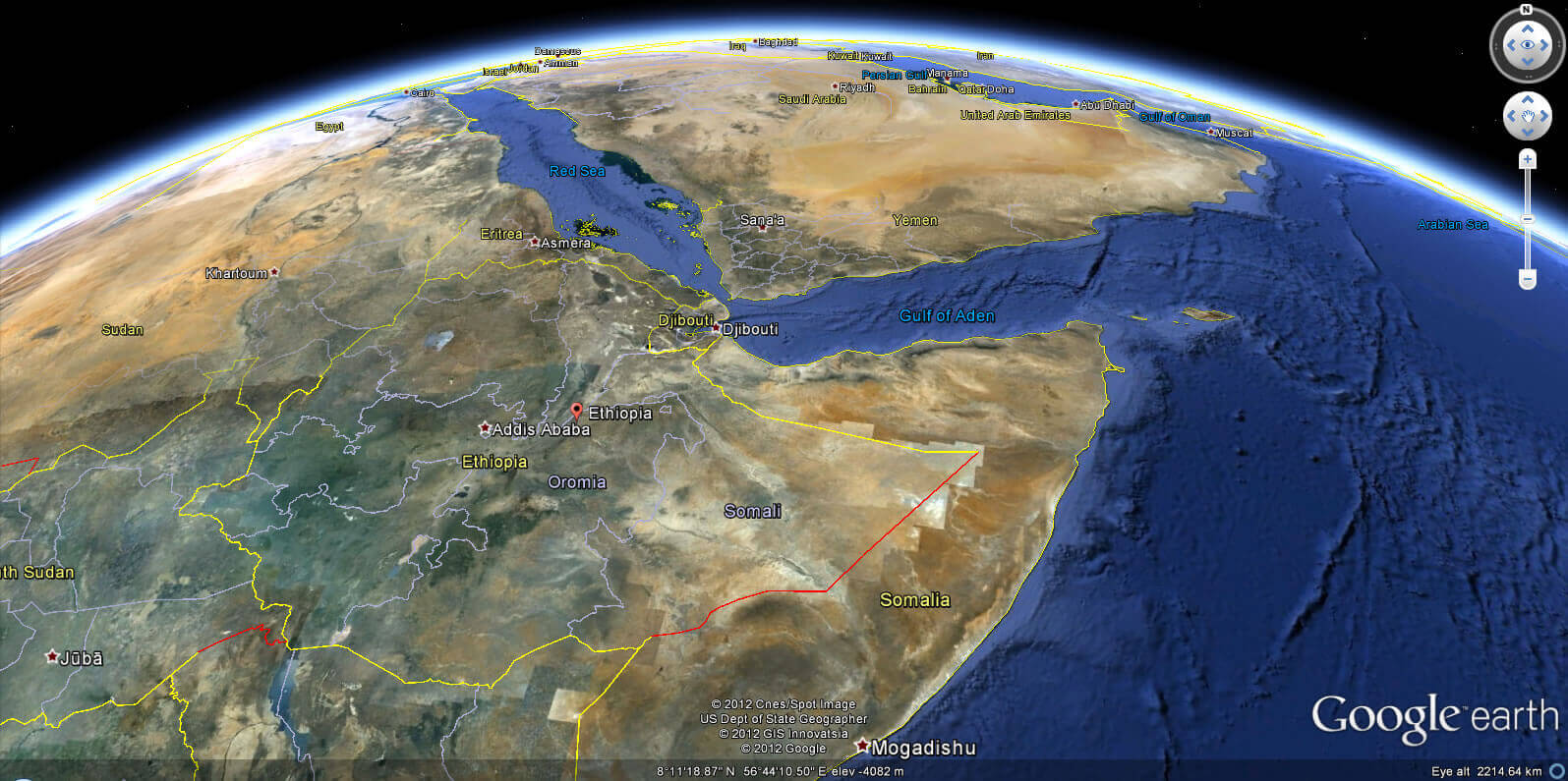 Ethiopia Earth map