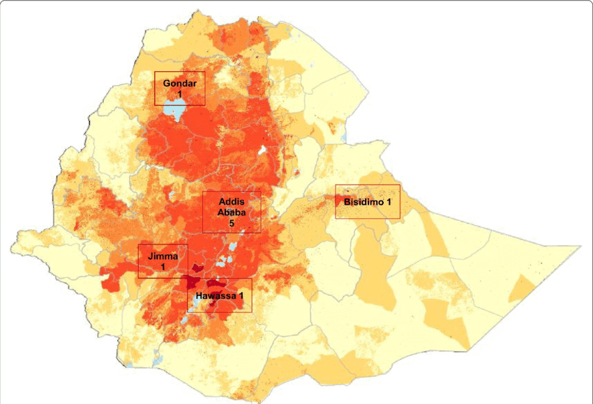 Ethiopia population map