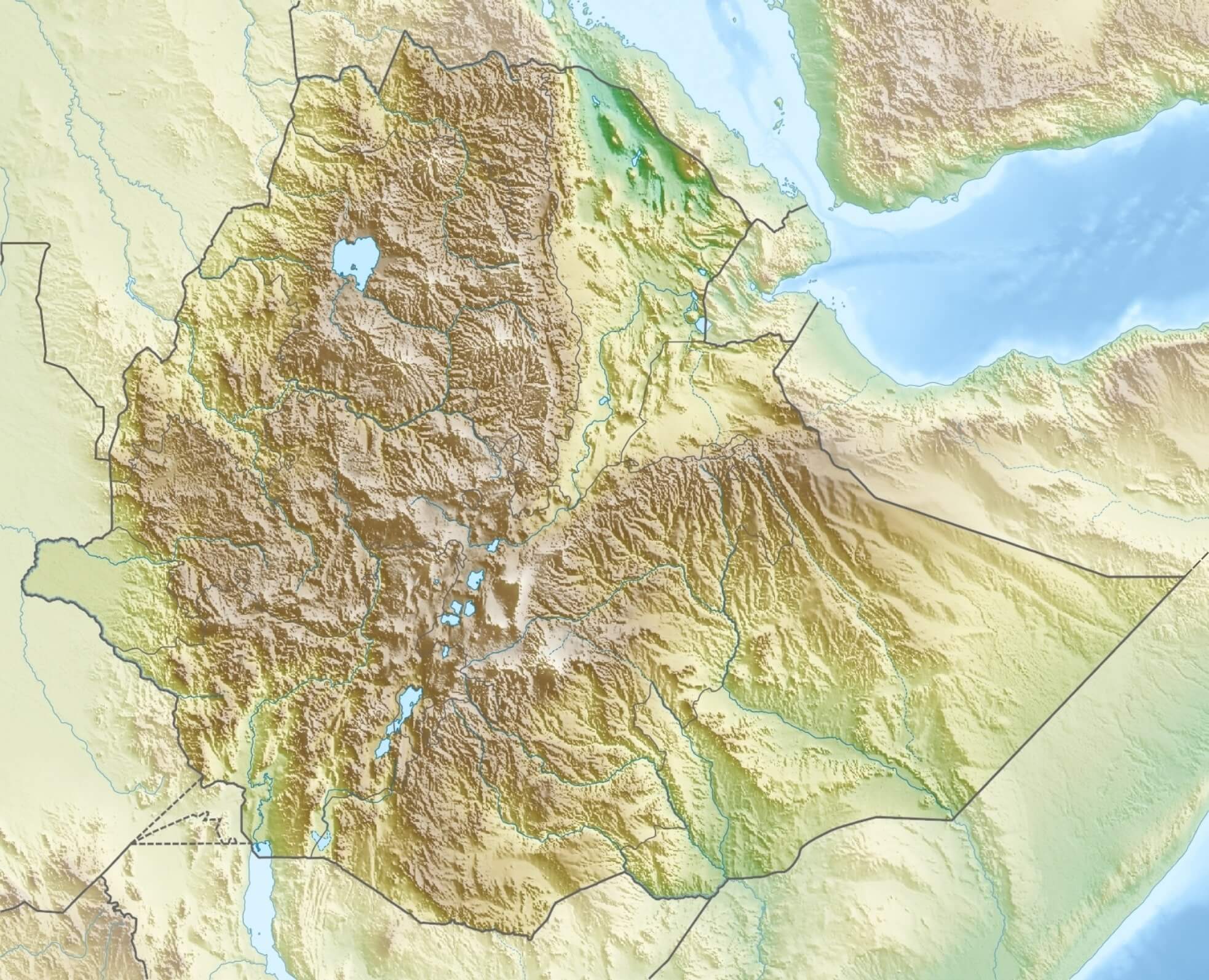 Ethiopia relief location map