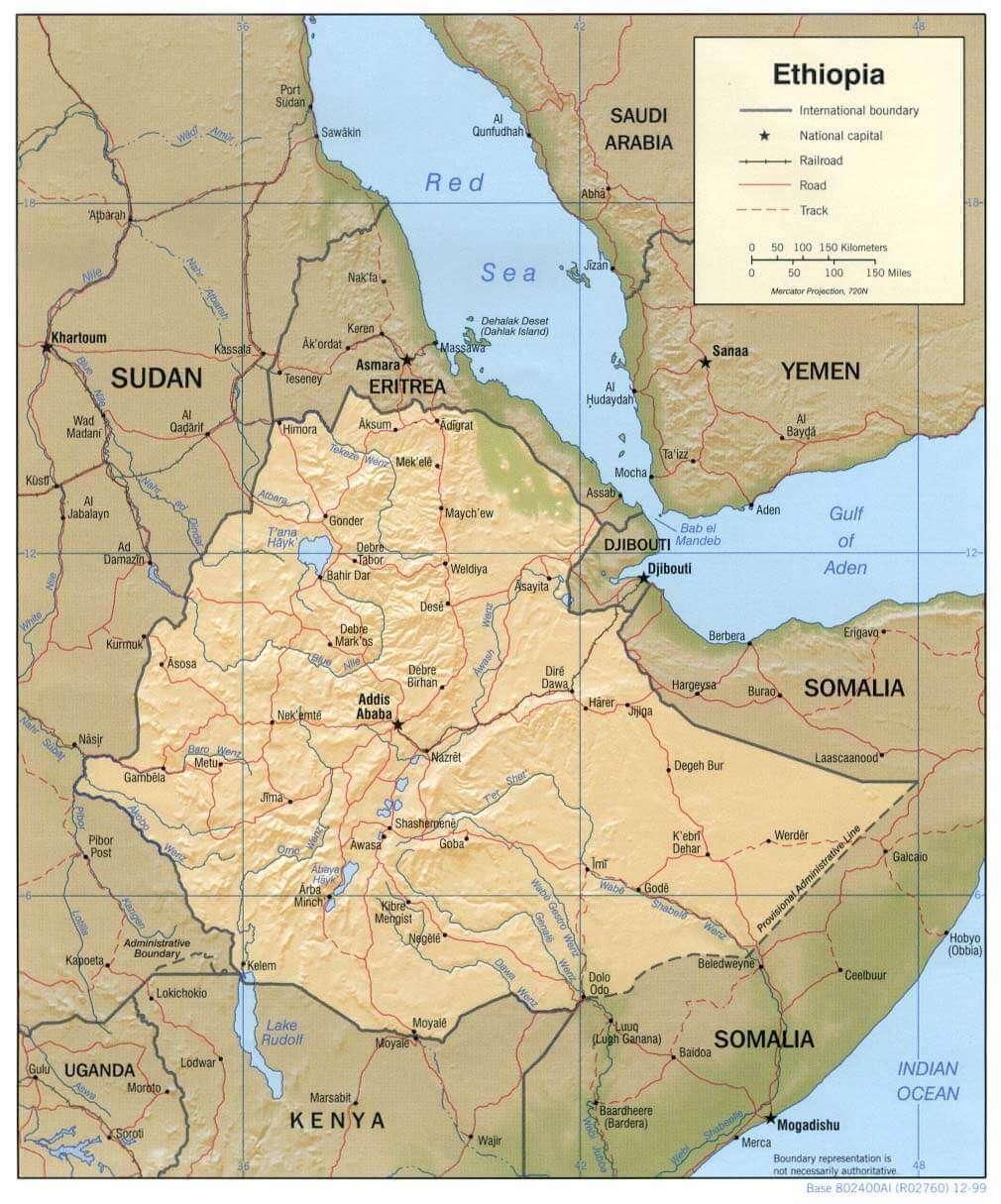 Ethiopia relief map
