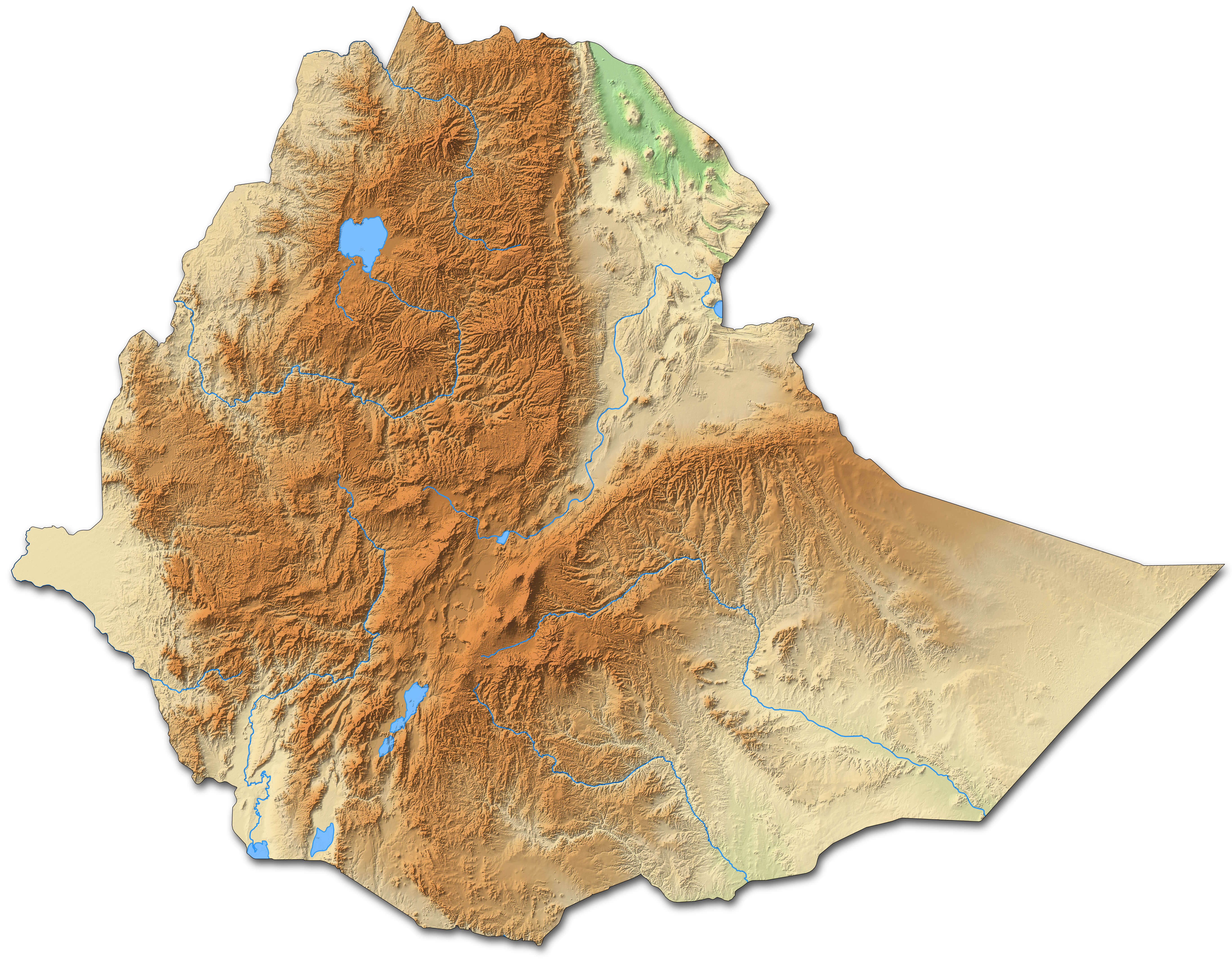 Ethiopia terrain map