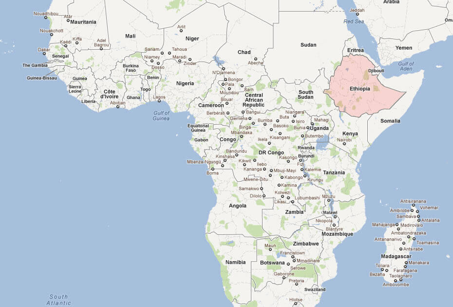 Map of Ethiopia Africa