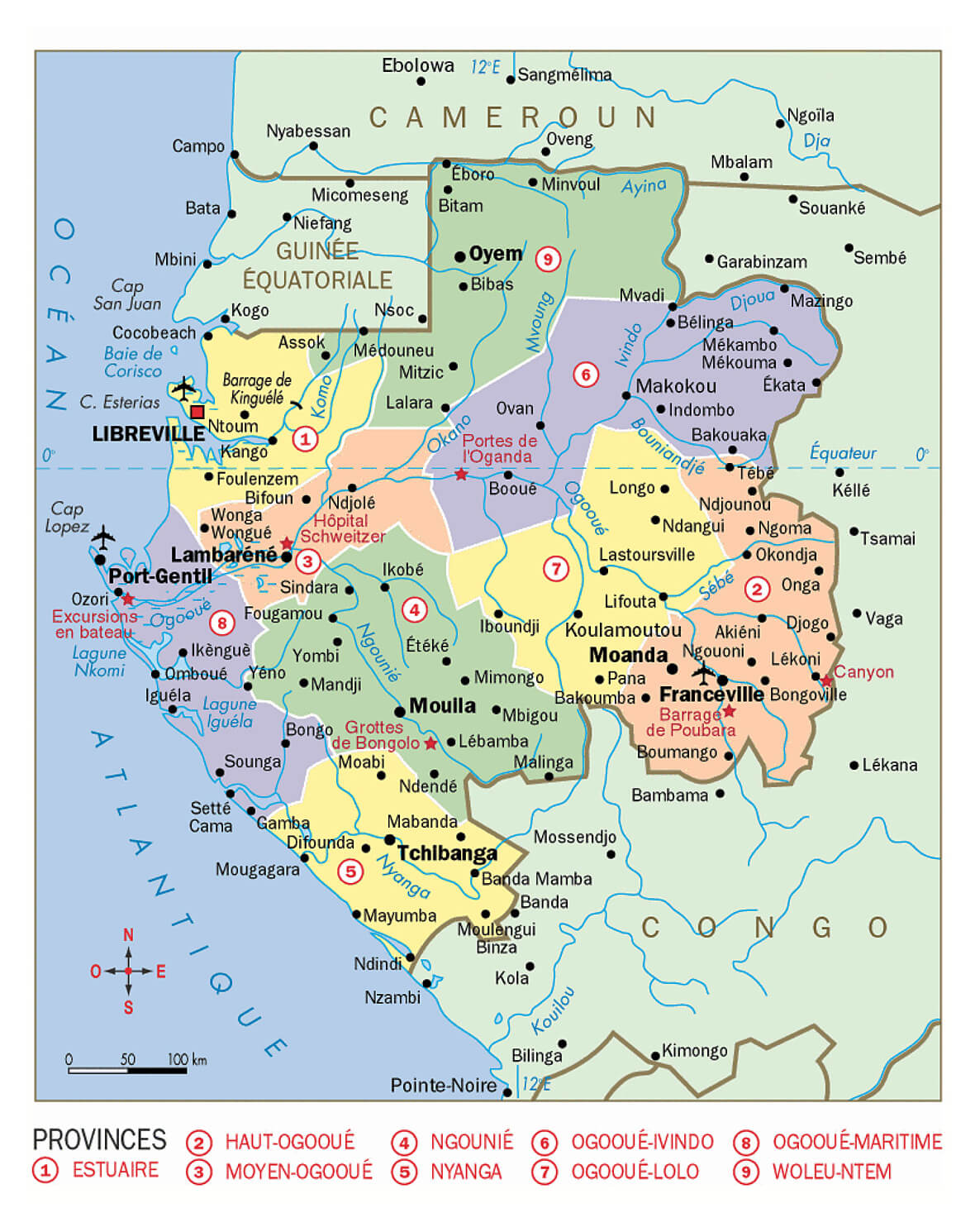 Gabon cities map